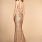 Strap Neckline Glitter Mesh Mermaid Long Dress