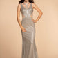 Strap Neckline Glitter Mesh Mermaid Long Dress