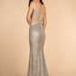 Strap Neckline Glitter Mesh Mermaid Long Dress