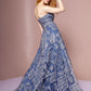 Straight Across Neckline Glitter Mesh A-Line Dress