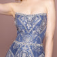 Straight Across Neckline Glitter Mesh A-Line Dress