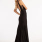 Beads Embellished Jersey Mermaid Dress w/ Open Back and Sheer Sides
