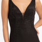 Beads Embellished Jersey Mermaid Dress w/ Open Back and Sheer Sides
