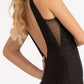 Beads Embellished Jersey Mermaid Dress w/ Open Back and Sheer Sides