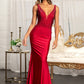 Beads Embellished Jersey Mermaid Dress w/ Open Back and Sheer Sides