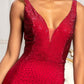 Beads Embellished Jersey Mermaid Dress w/ Open Back and Sheer Sides