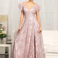 Feather-Shoulder Embellished A-line Dress w/ Open V-back