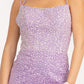 Straight Across Sequin Embellished Mesh Mermaid Dress w/ Slit