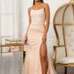 Straight Across Sequin Embellished Mesh Mermaid Dress w/ Slit