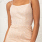 Straight Across Sequin Embellished Mesh Mermaid Dress w/ Slit