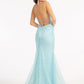 Straight Across Sequin Embellished Mesh Mermaid Dress w/ Slit