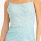 Straight Across Sequin Embellished Mesh Mermaid Dress w/ Slit