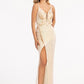 Sequin Embellished Illusion V-neck Mermaid Dress w/ Open V-back