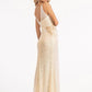 Sequin Embellished Illusion V-neck Mermaid Dress w/ Open V-back