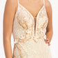 Sequin Embellished Illusion V-neck Mermaid Dress w/ Open V-back