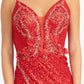 Sequin Embellished Illusion V-neck Mermaid Dress w/ Open V-back