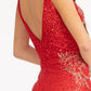 Sequin Embellished Illusion V-neck Mermaid Dress w/ Open V-back