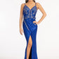 Sequin Embellished Illusion V-neck Mermaid Dress w/ Open V-back