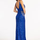 Sequin Embellished Illusion V-neck Mermaid Dress w/ Open V-back
