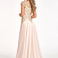 Beads Embellished Chiffon A-line Dress w/ Cap Sleeves