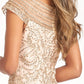 Beads Embellished Chiffon A-line Dress w/ Cap Sleeves