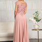 Beads Embellished Chiffon A-line Dress w/ Cap Sleeves