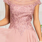 Beads Embellished Chiffon A-line Dress w/ Cap Sleeves