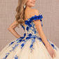 3-D Flower Embroidery Off Shoulder Mesh Quinceanera Gown