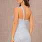 Sequin Glitter Asymmetric Mermaid Dress w/ Long Waist Mesh Layer