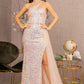 Sequin Glitter Asymmetric Mermaid Dress w/ Long Waist Mesh Layer