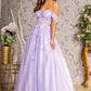 3-D Butterfly Bead Sheer Bodice Mesh A-line Long Dress
