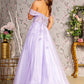 3-D Butterfly Bead Sheer Bodice Mesh A-line Long Dress