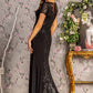 Embroidery Bead Sheer Back Rome Jersey Mermaid Long Dress