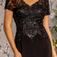 Embroidery Bead Sheer Back Rome Jersey Mermaid Long Dress