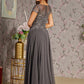 Bead Embroidery Sheer Neckline Chiffon A-line Long Dress