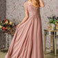 Bead Embroidery Sheer Neckline Chiffon A-line Long Dress