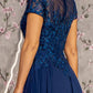 Bead Embroidery Sheer Neckline Chiffon A-line Long Dress