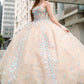Beads Embellished Glitter Print Sweetheart Quinceanera Dress w/ detachable puff sleeve