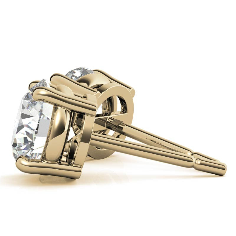 1 CTW Lab-Grown Diamond Stud Earrings - G/VS Clarity - 14k Gold Over Sterling Silver - White or Yellow Gold Option