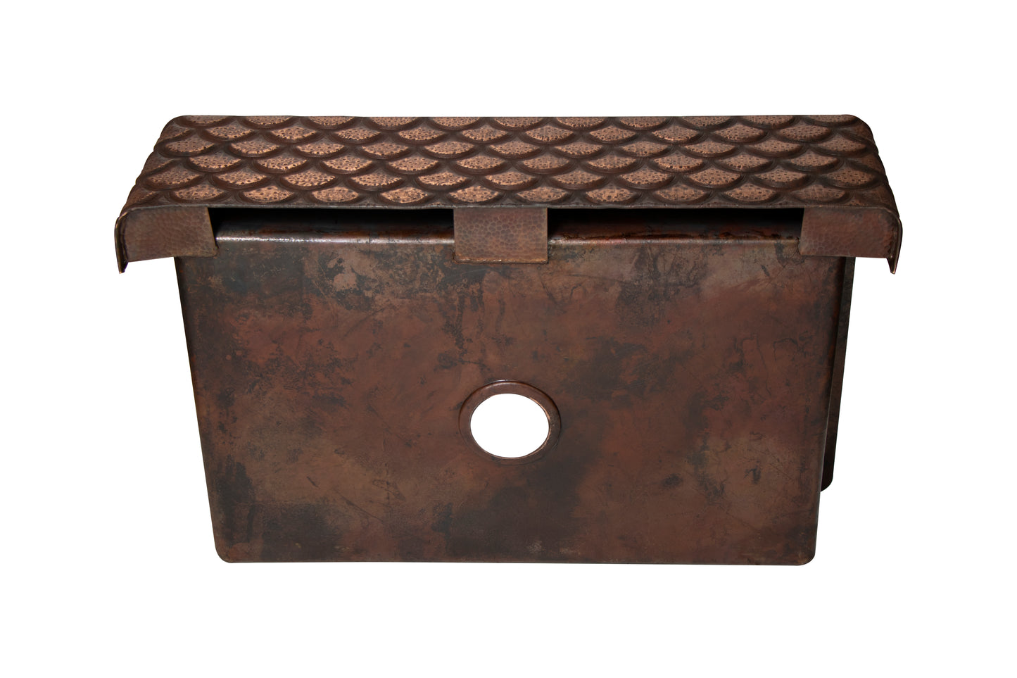 33" Farmhouse Single Well Squama Design Straight Apron Hammered Copper Kitchen Sink