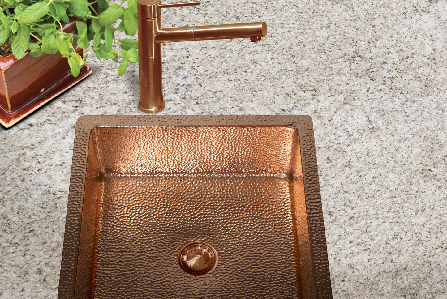 15" Square Hammered Copper Bar Sink