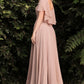 A-Line Chiffon Gown With Caplet