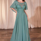 A-Line Chiffon Gown With Caplet