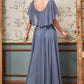 A-Line Chiffon Gown With Caplet