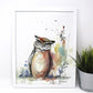 Owl Mixed Media Art Print, 11x14 in, Animal Art, Home Decor, Nursery Art