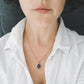 Oval Raw Meteorite Pendant Necklace in Matte Brushed Silver