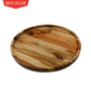 [ Set of 3 ] Zavis Green Acacia Wood Round Stackable Plate / Platter 12" | Dishwasher Safe
