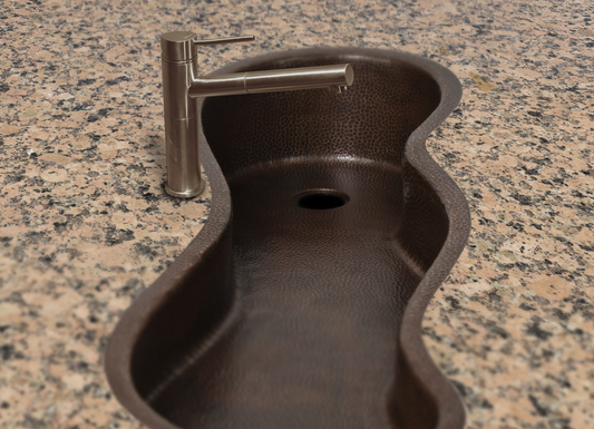 40" ZigZag Inclined Bottom Hammered Copper Bar Sink