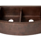33" Farmhouse Double Well 50/50 Plain Round Apron Hammered Copper Kitchen Sink