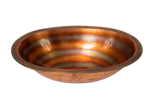 19" Oval Hammered Copper Bathroom Sink
